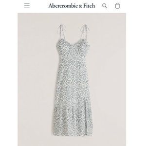 Abercrombie Tie Strap Ruched Midi Dress